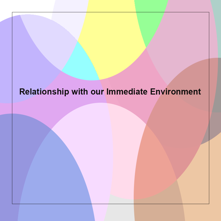 Image says Relationship with our immediate environment, behind colorful background